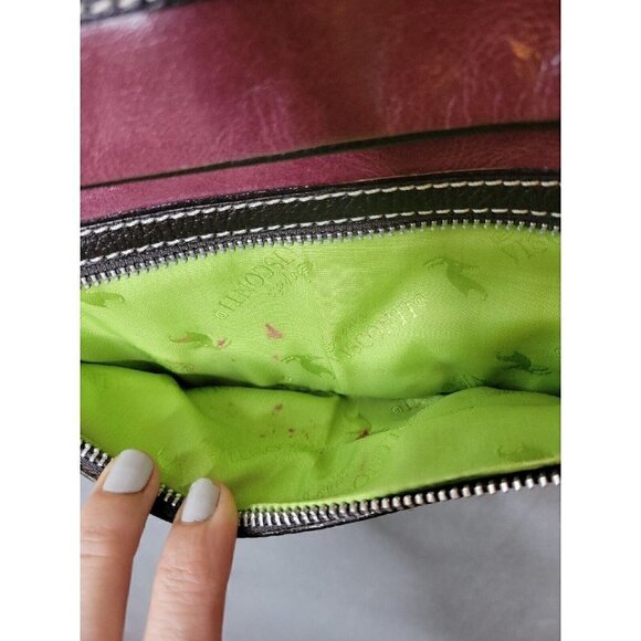 Sophia Viscon Burgundy Brown Trim Leather Zipper Crossbody Shoulder Handbag, EUC - Picture 11 of 16